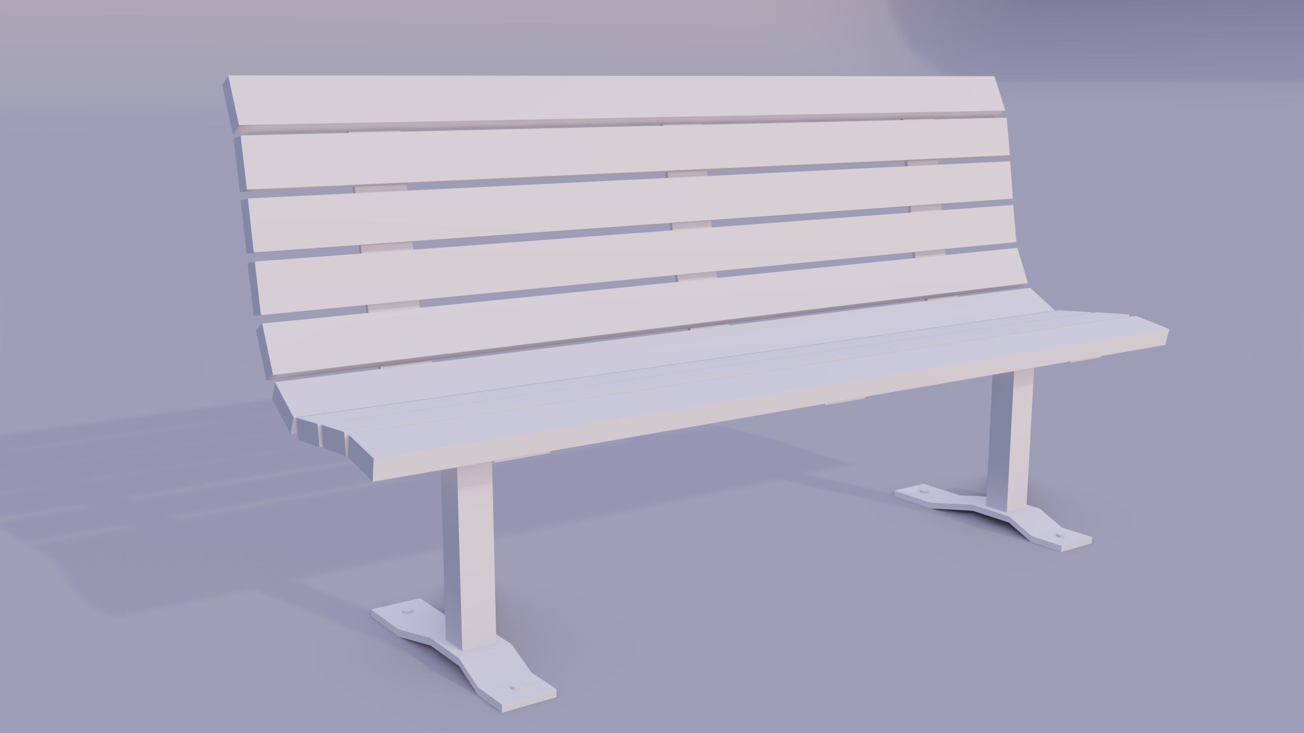 Street bench Low-poly 3D model_5