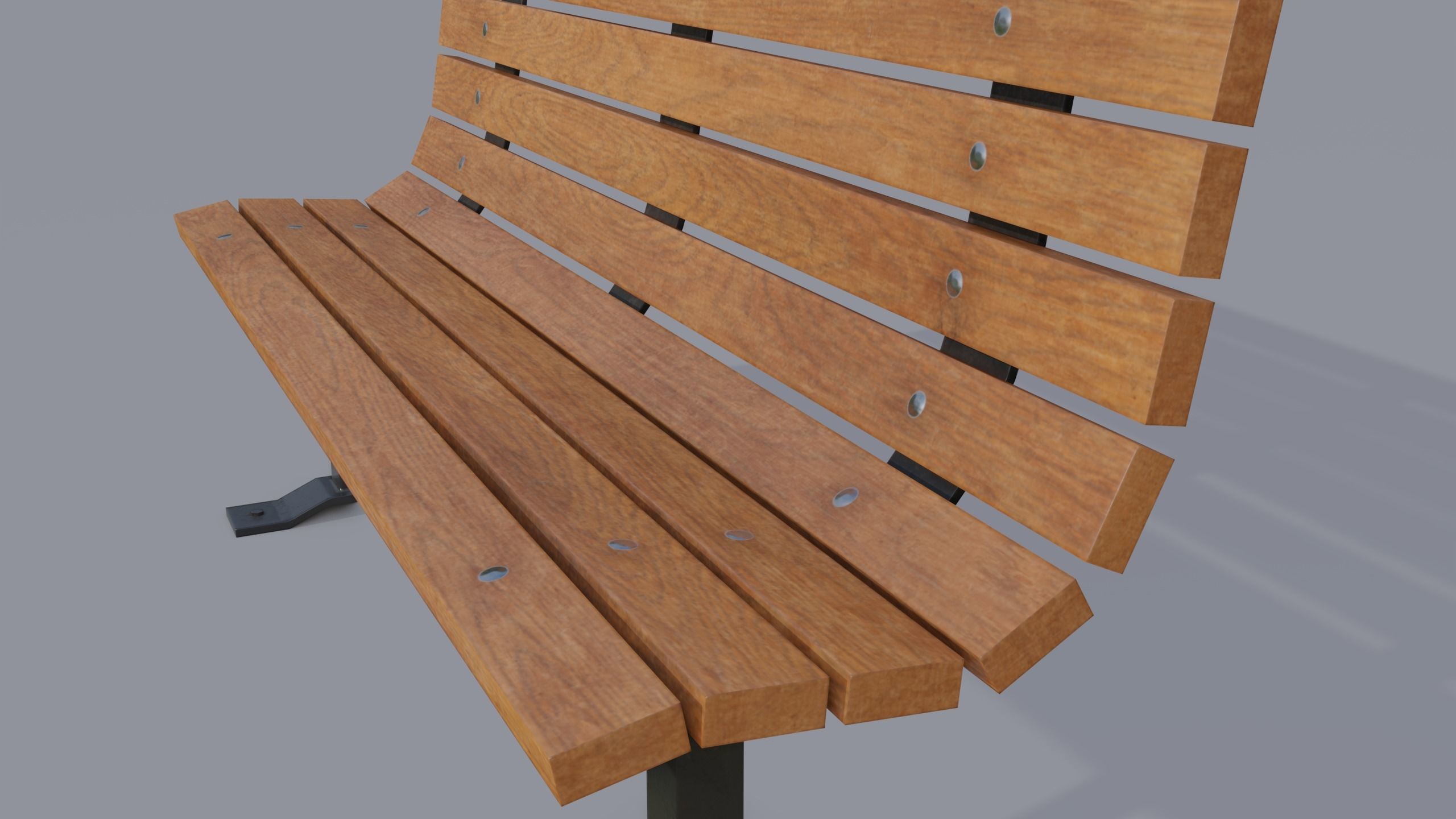 Street bench Low-poly 3D model_14