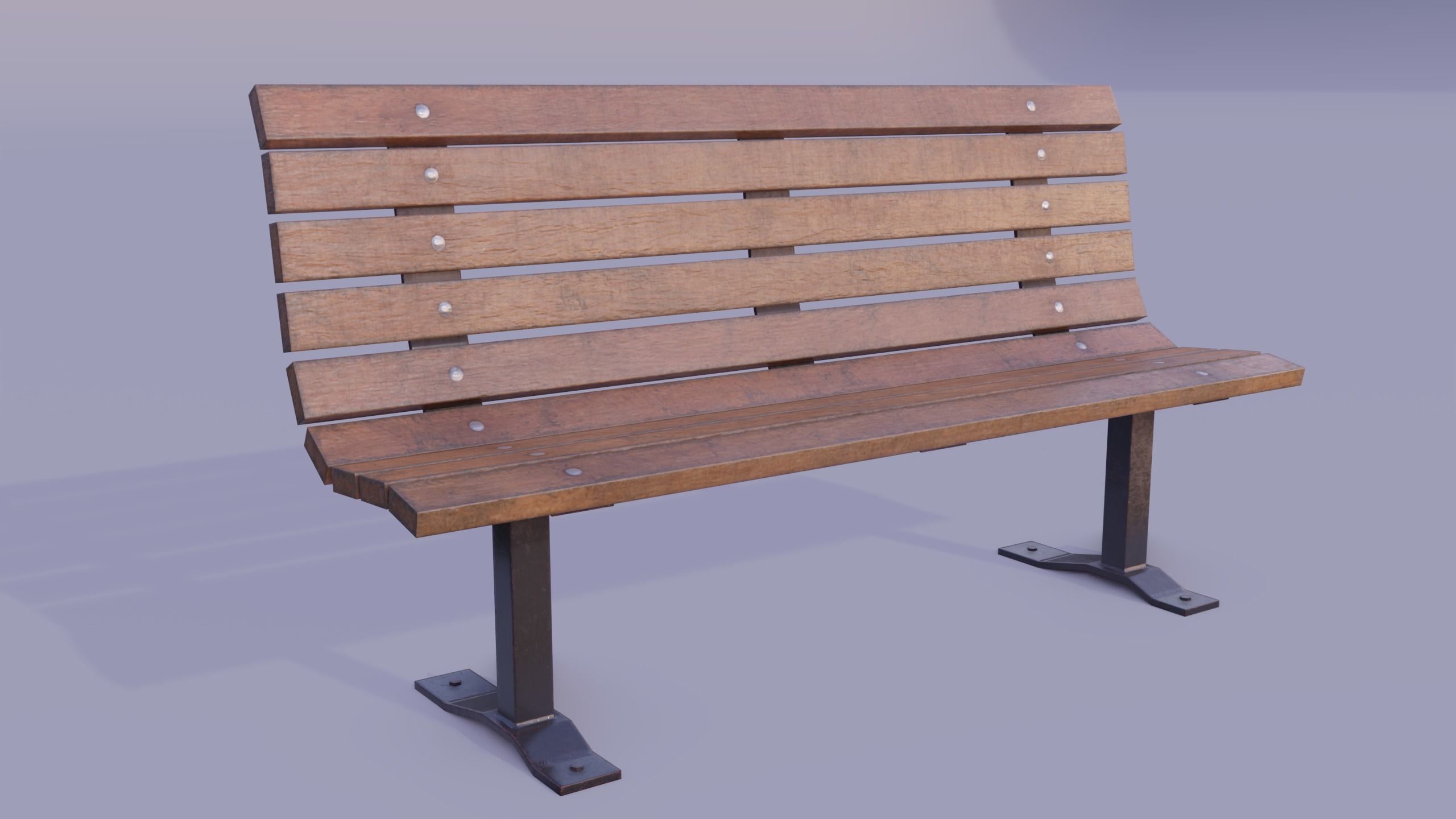 Street bench Low-poly 3D model_18