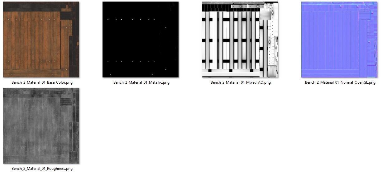 Street bench Low-poly 3D model_34