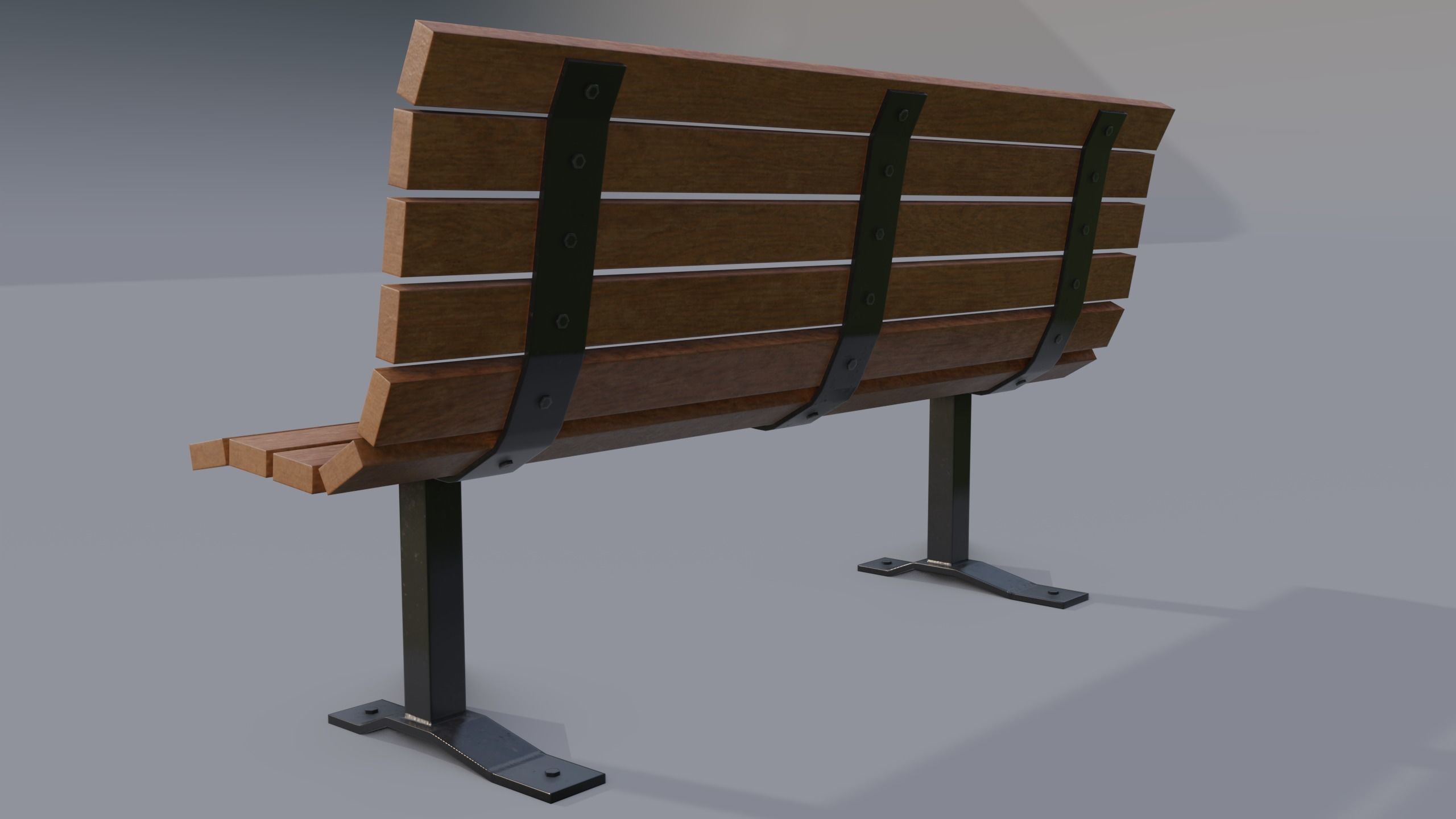 Street bench Low-poly 3D model_15