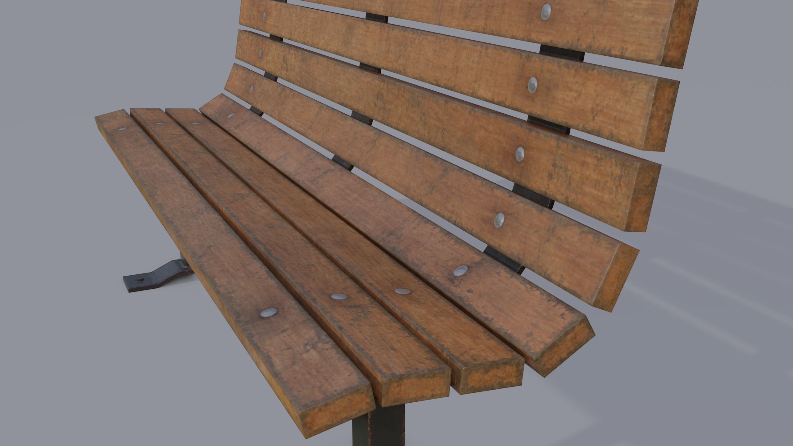 Street bench Low-poly 3D model_28
