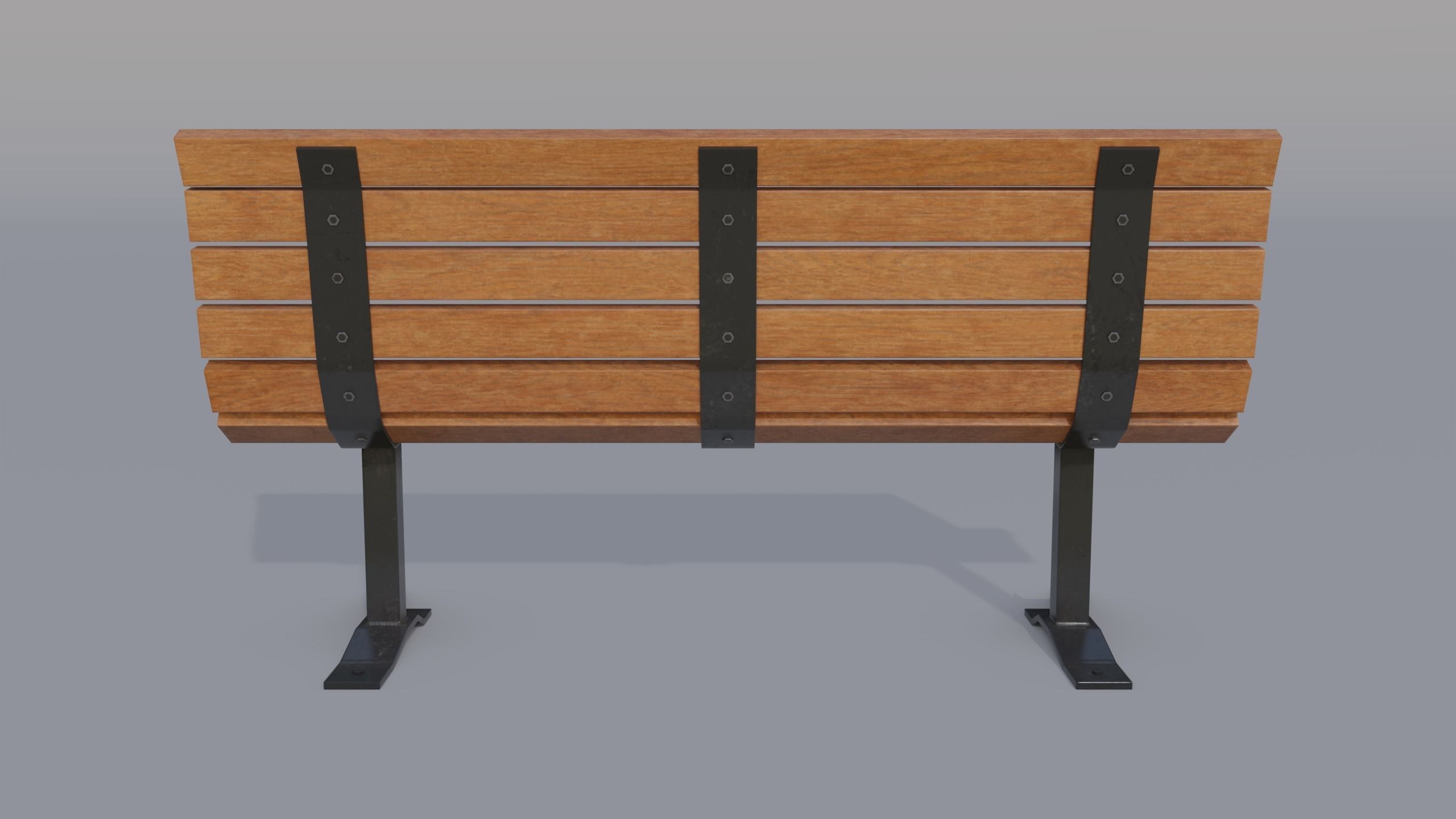 Street bench Low-poly 3D model_10