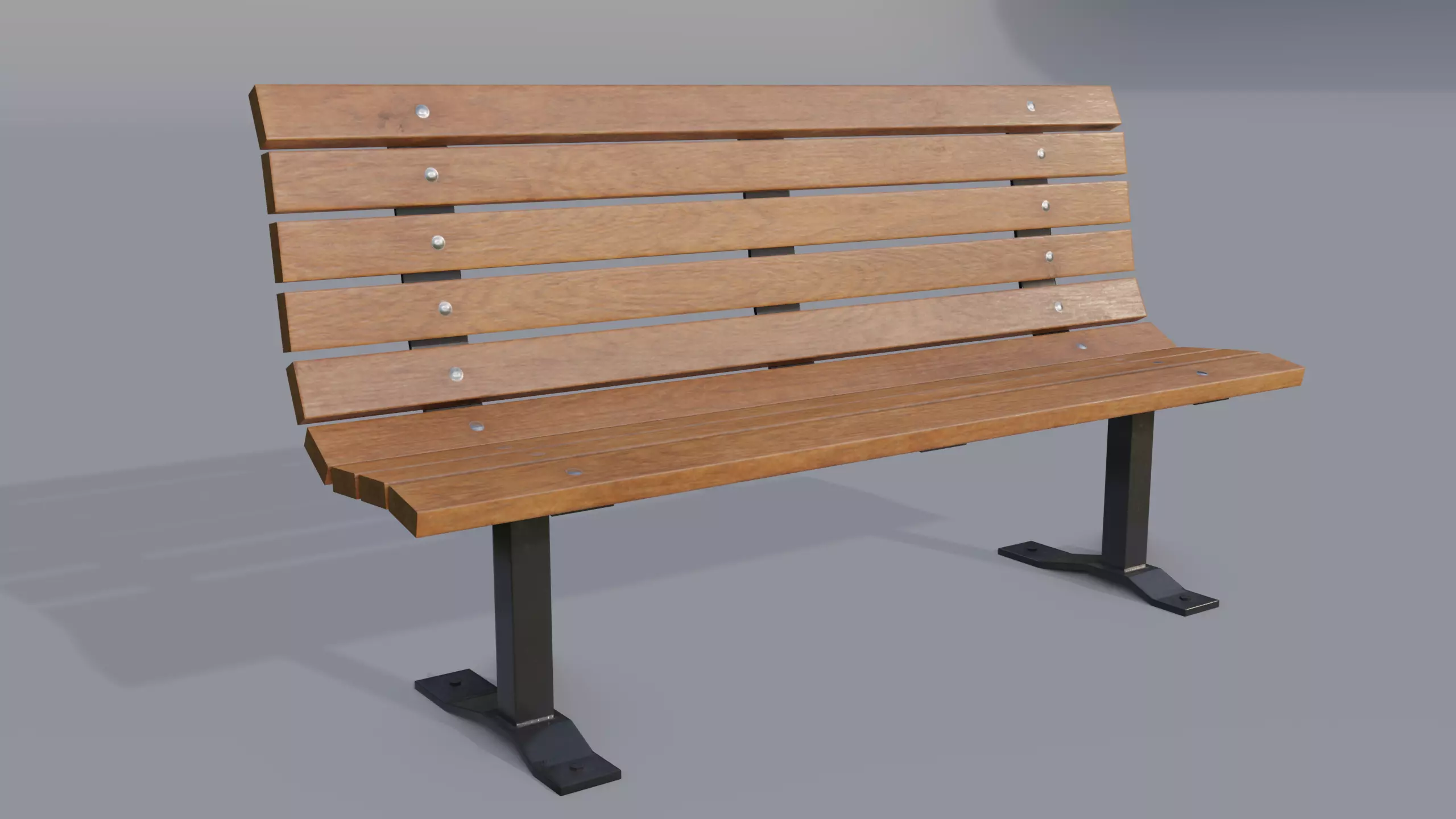 Street bench Low-poly 3D model_0