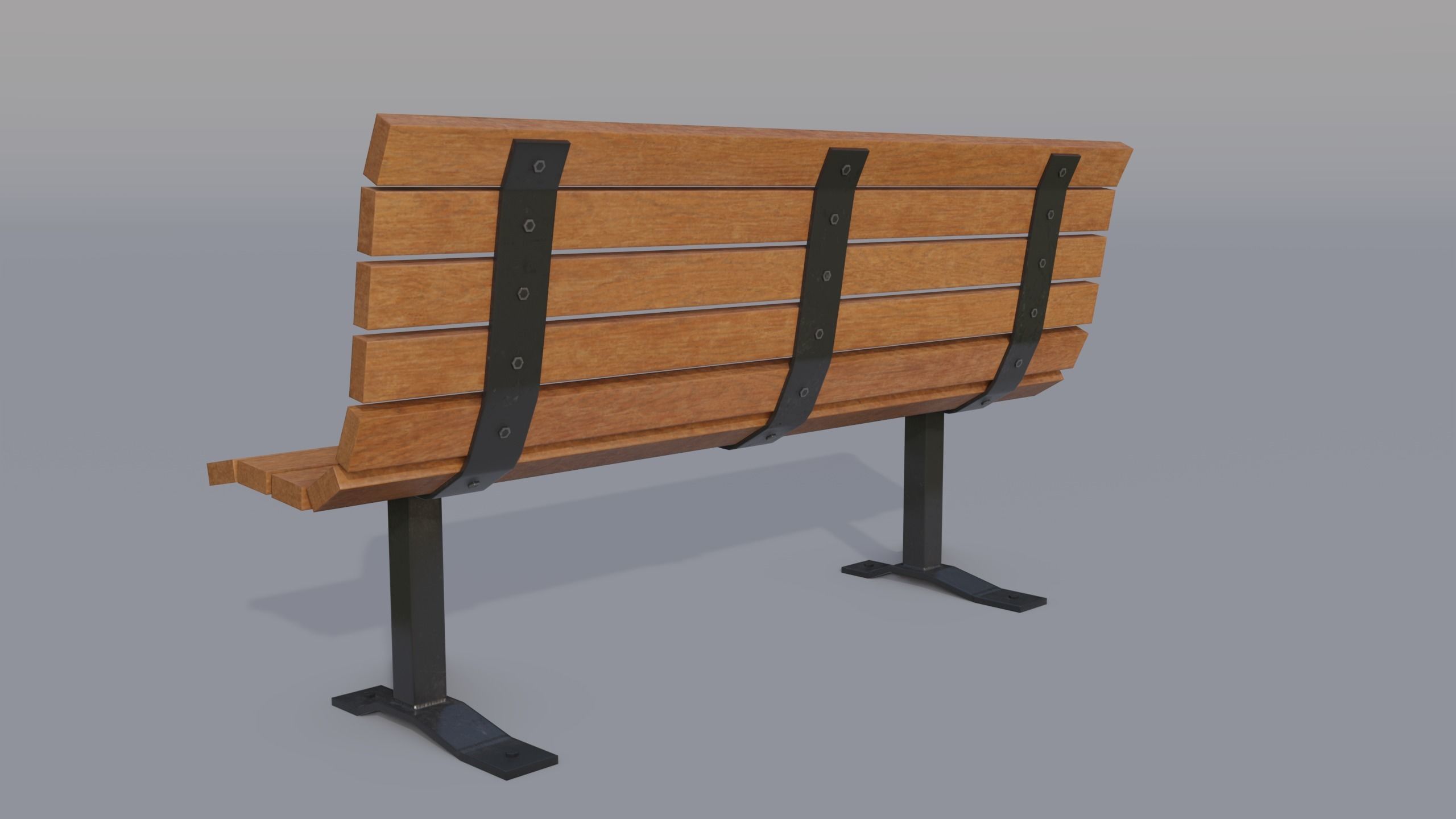 Street bench Low-poly 3D model_11