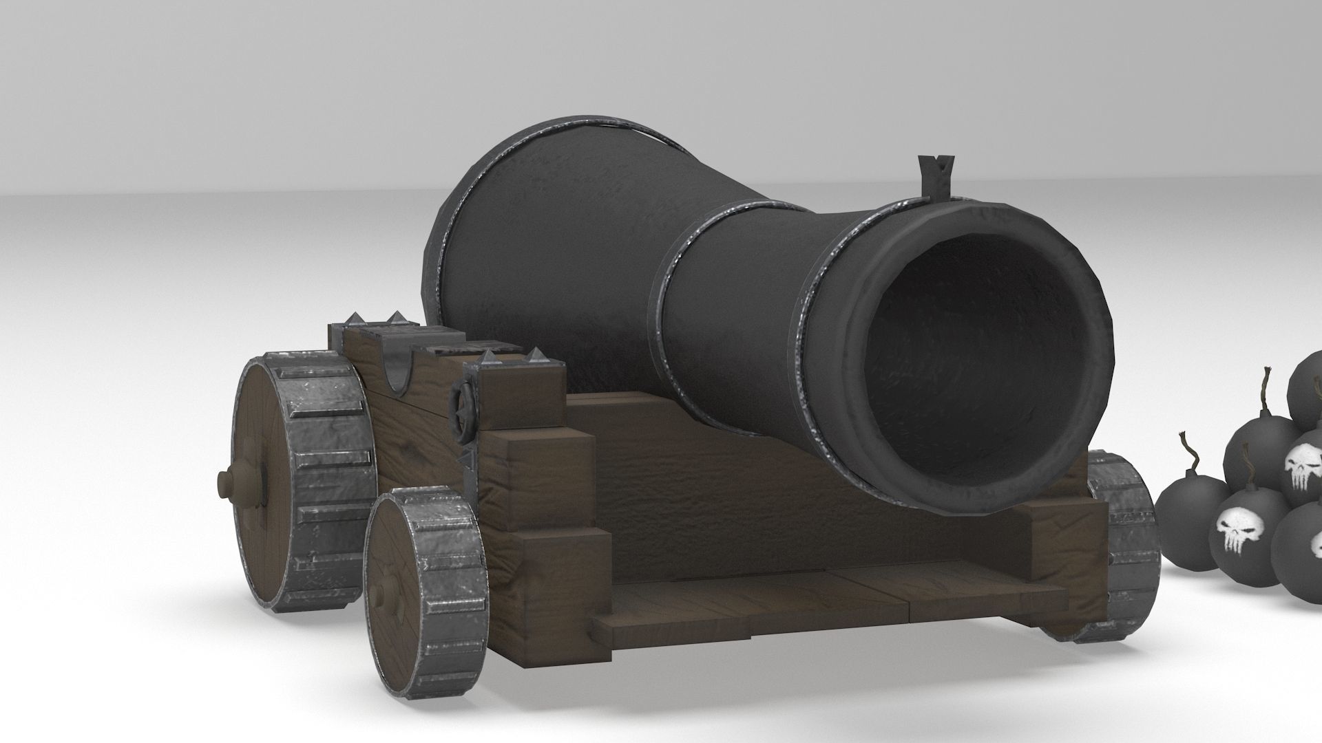 Cartoon Cannon 3D model_4