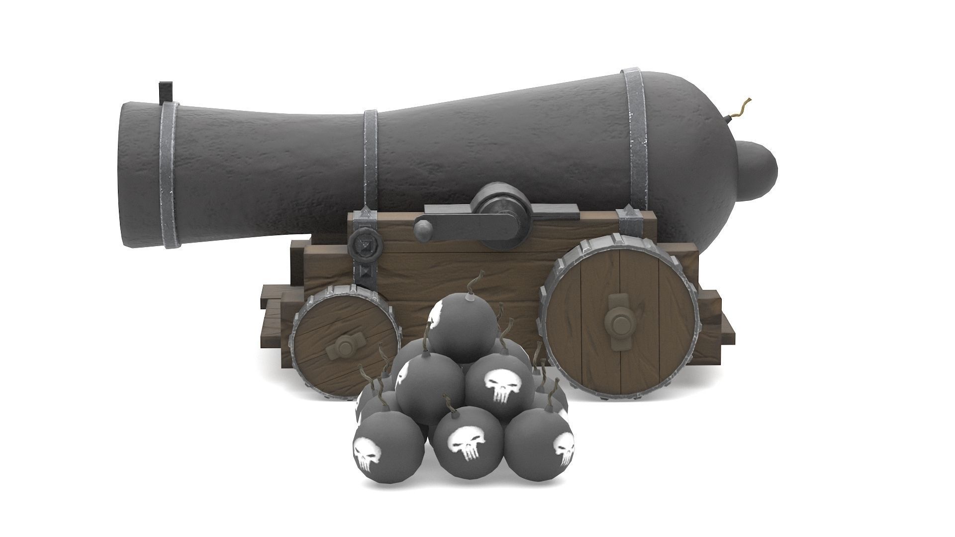 Cartoon Cannon 3D model_1