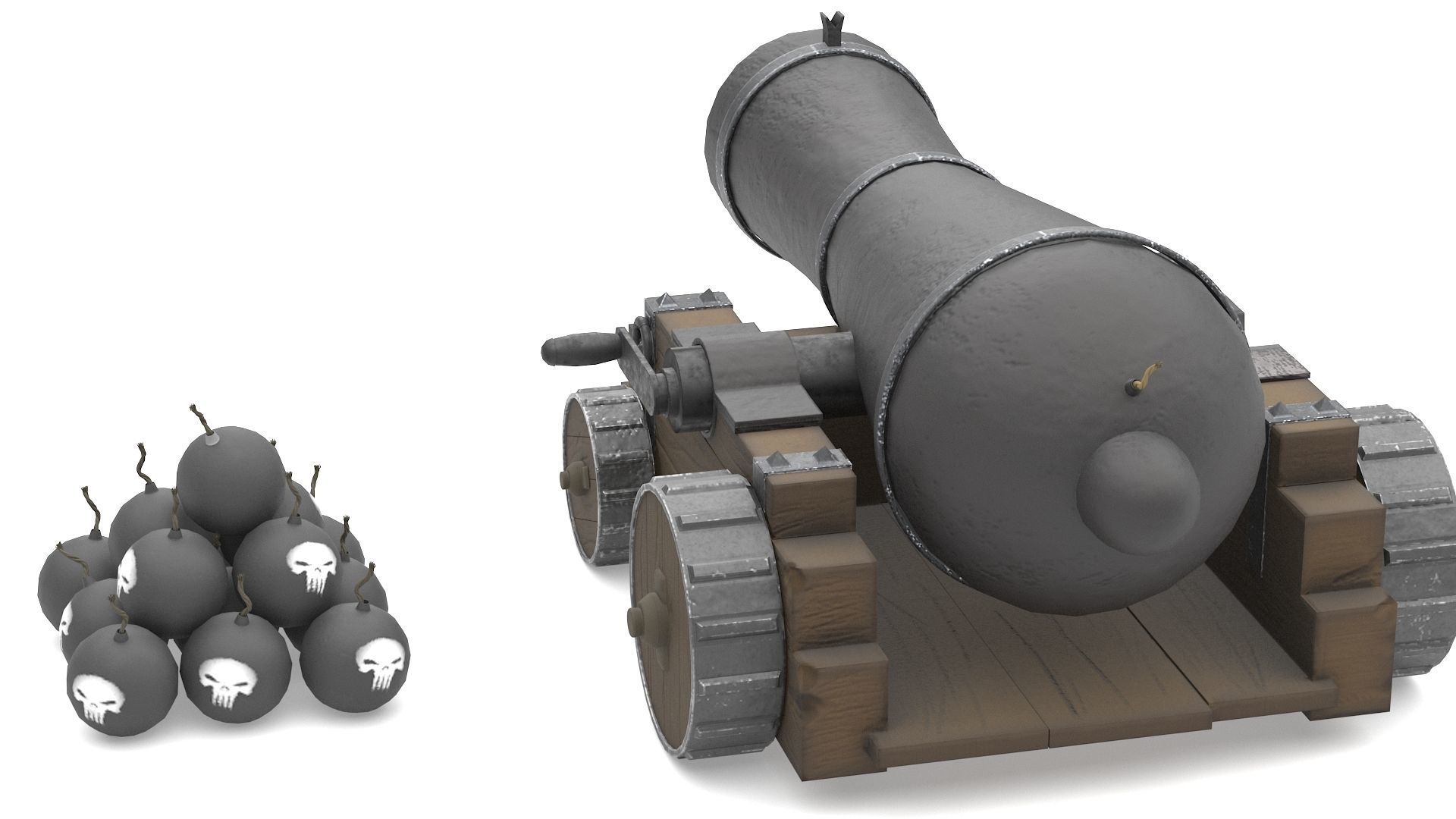 Cartoon Cannon 3D model_2
