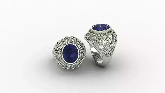 silver gemstone ring