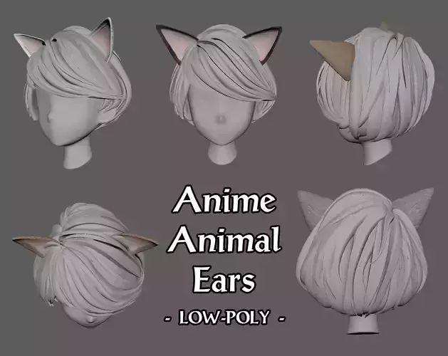 Anime Animal Ears Low-poly 3D model