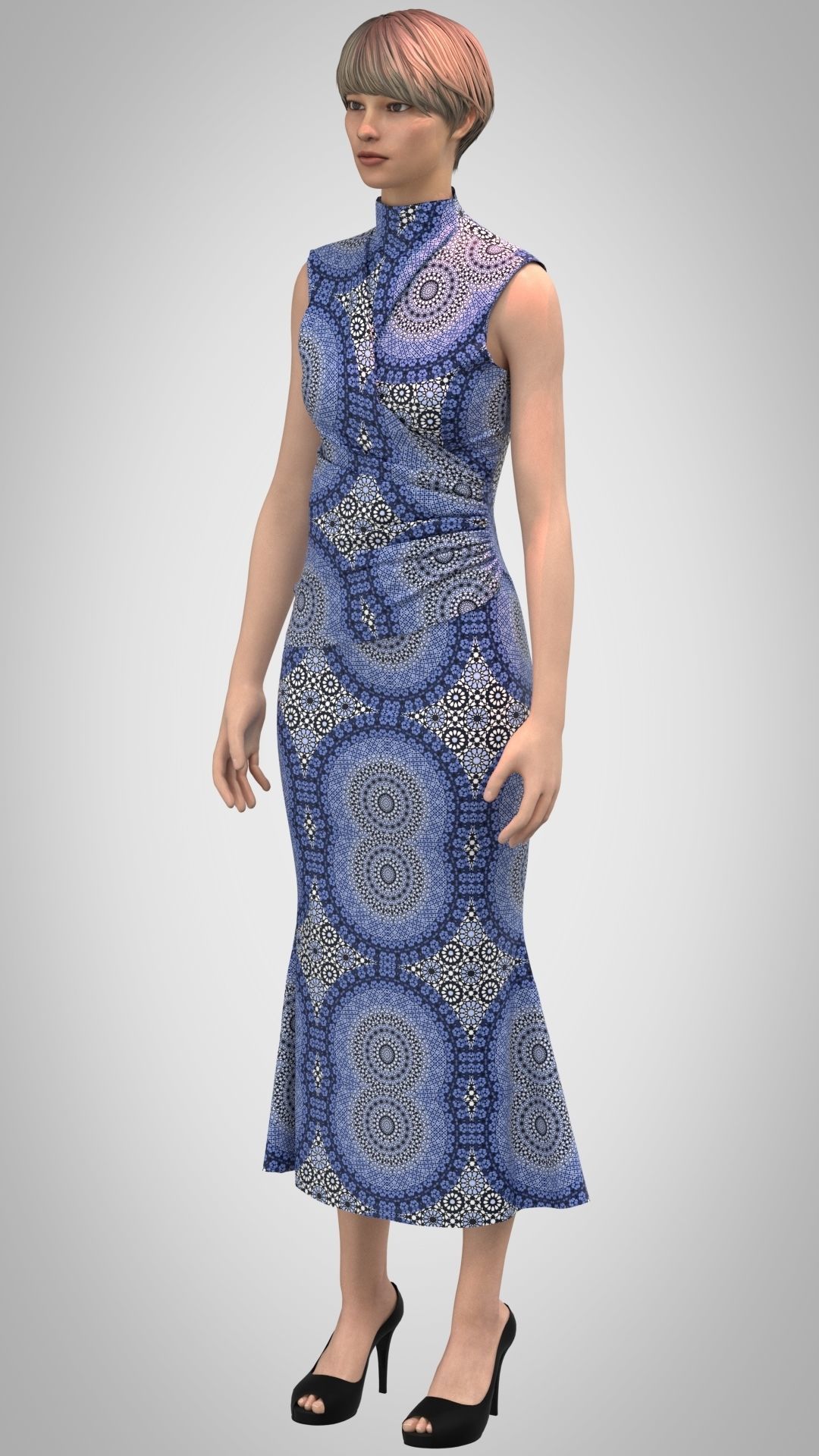 Ladies Gown Low-poly 3D model_1