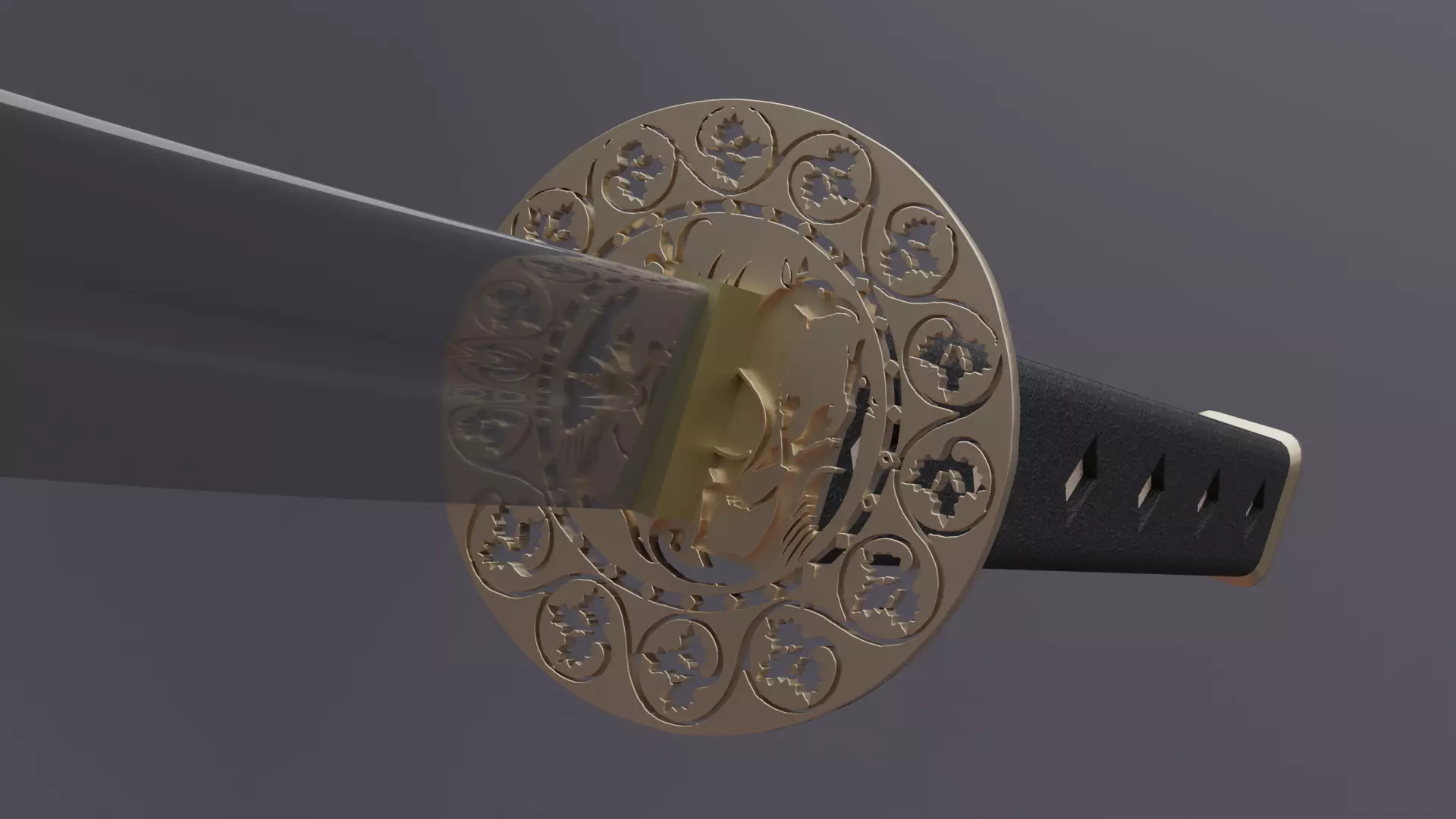 realastic Katana sword 3D model