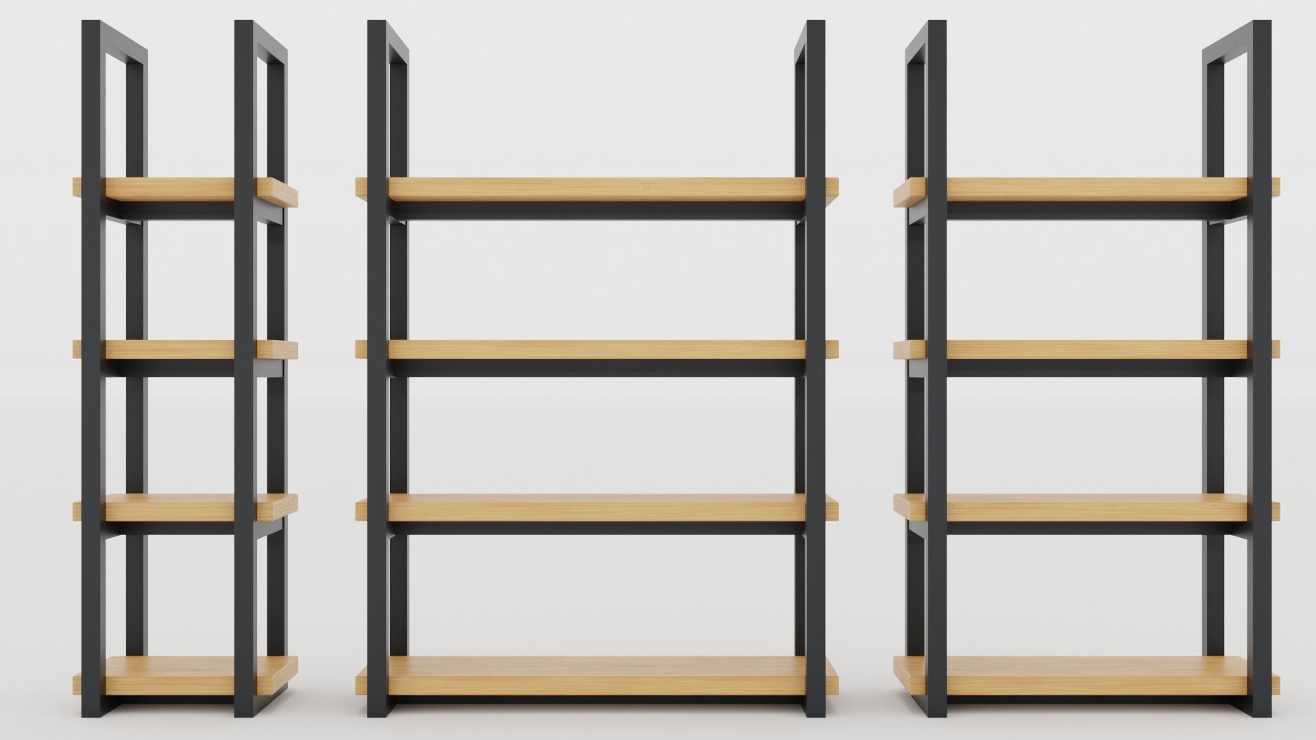 Klasika Series Bookcase Set of 3 pieces 3D model_1