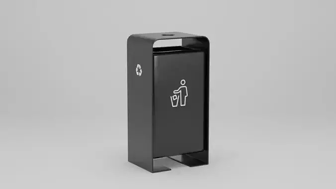 Garden Trash Can 50x40x100 Low-poly 3D model