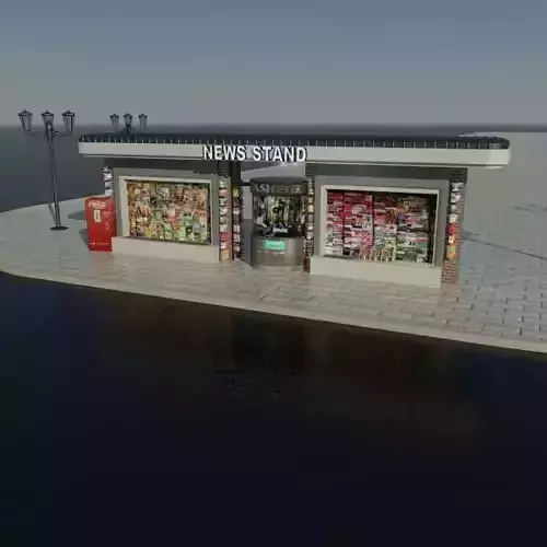 Outdoor News Stand - Street Vendor 3D model