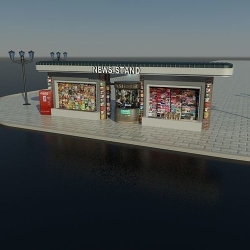 Outdoor News Stand - Street Vendor 3D model