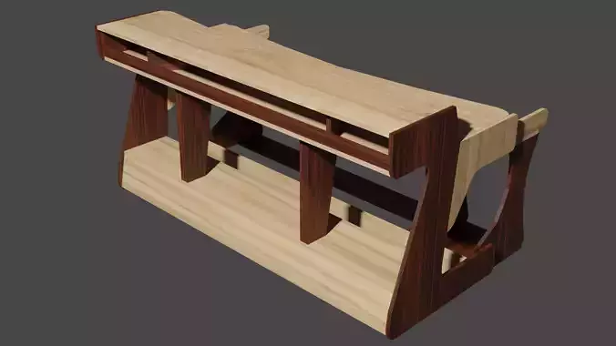 desktop wooden desk with two shelves