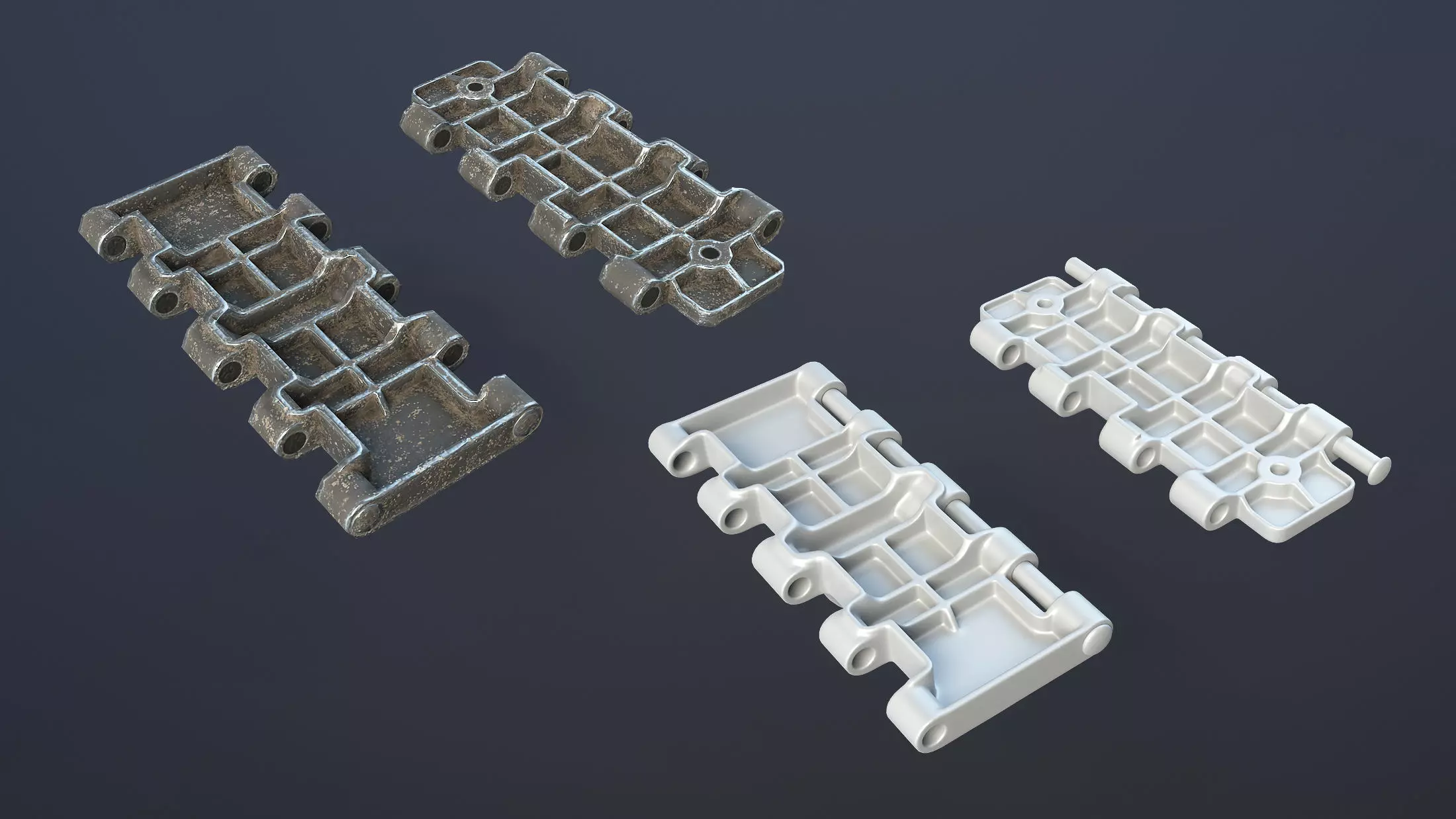T-34 Tank Tracks Set Low-poly 3D model_0