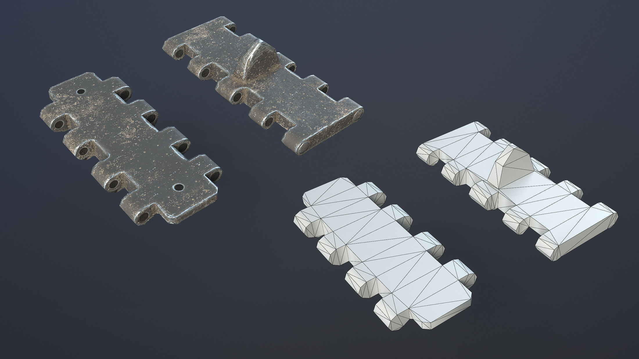 T-34 Tank Tracks Set Low-poly 3D model_7
