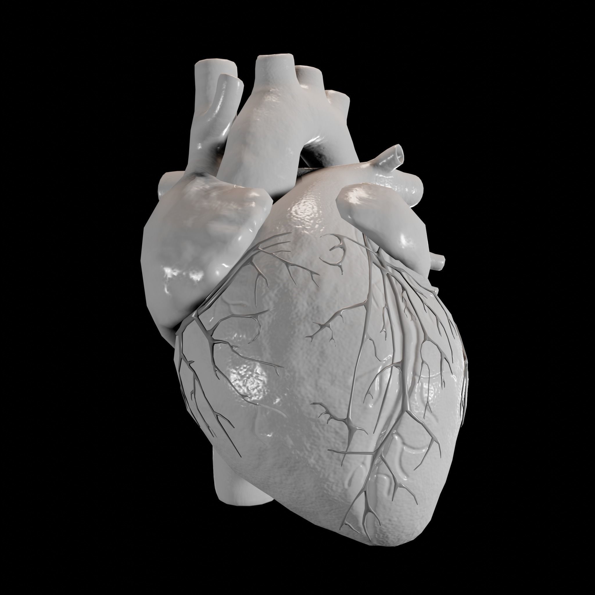 Animated human heart Low-poly 3D model_4