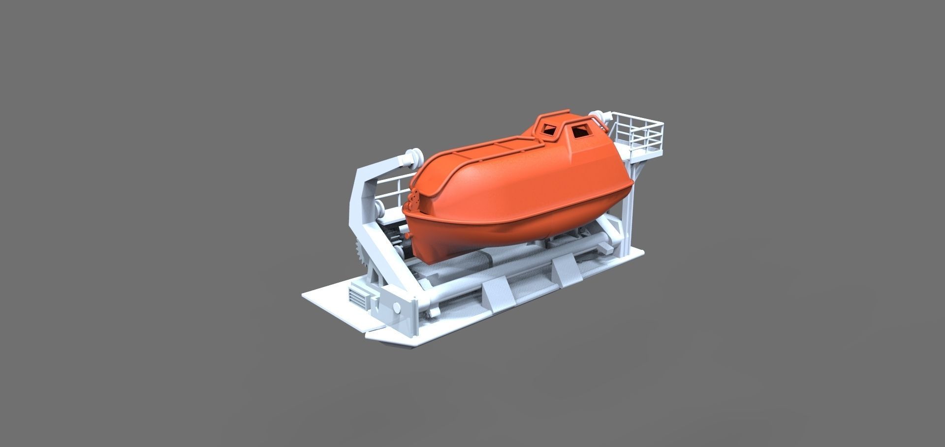Lifeboat type A with davit for Seabex One 3D print model_1