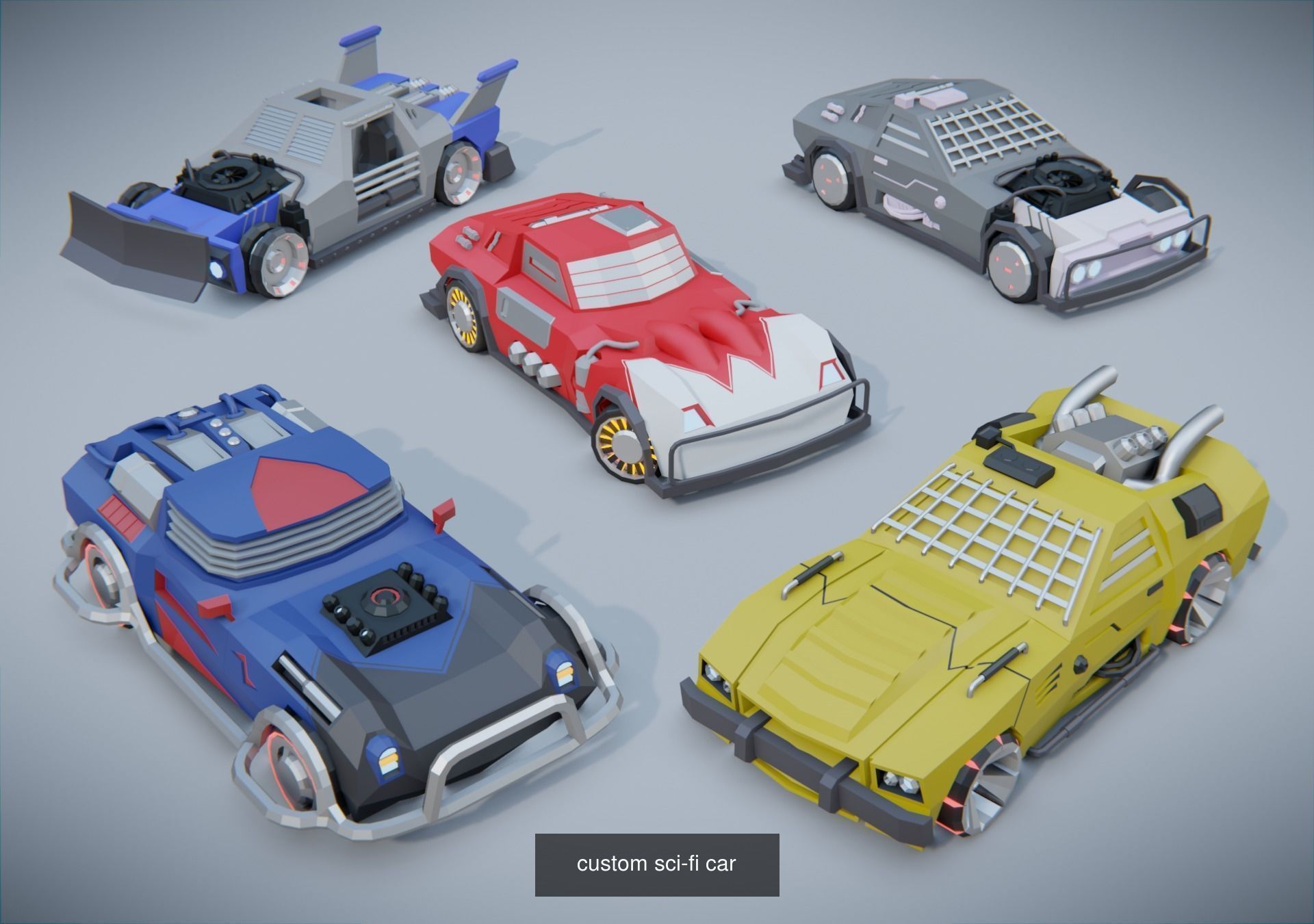 customizable  low poly race cars 3D Model Collection_5
