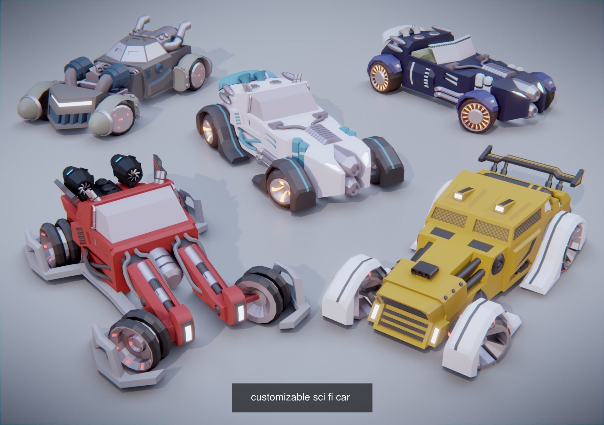 customizable  low poly race cars 3D Model Collection_8