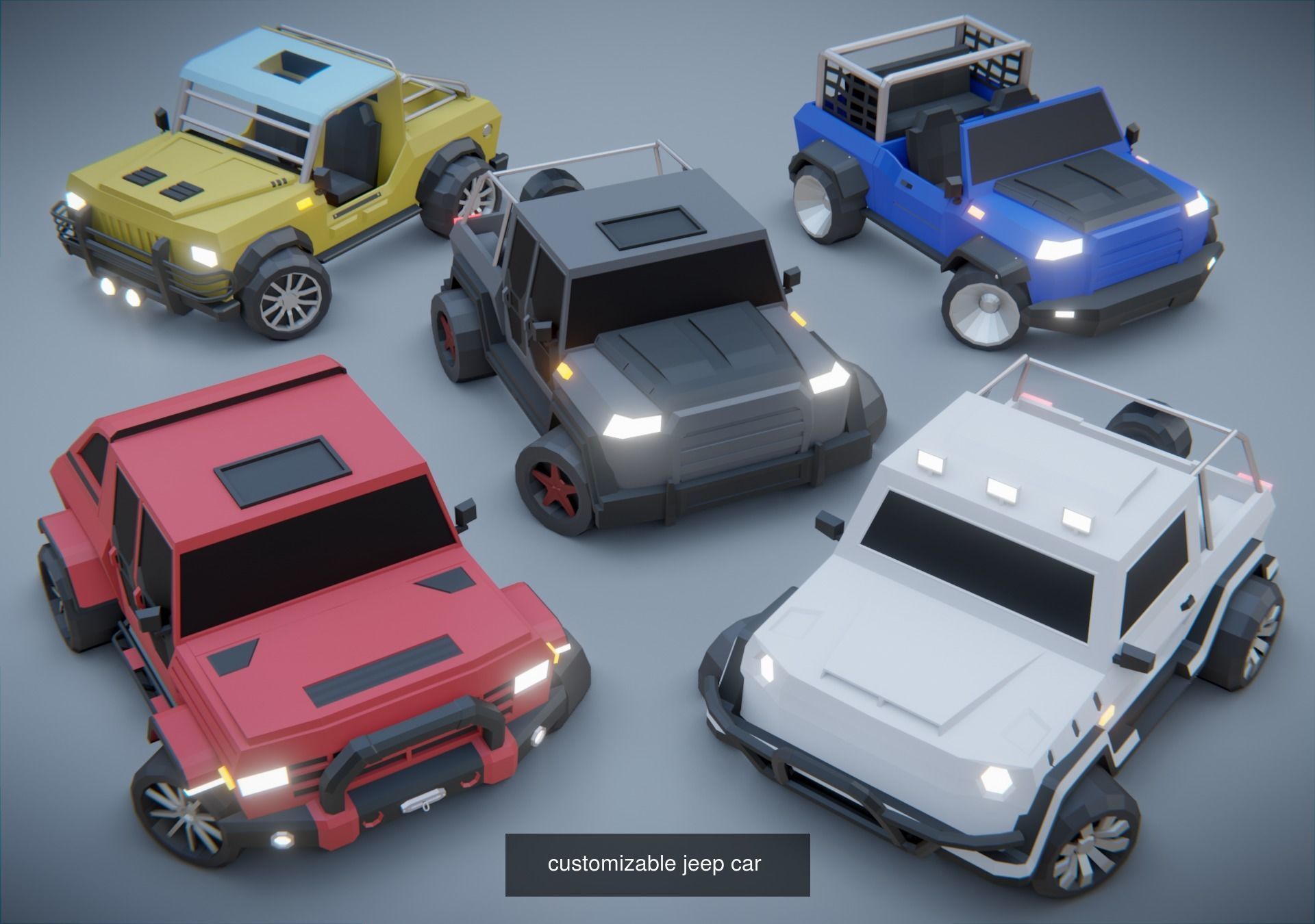 customizable  low poly race cars 3D Model Collection_7
