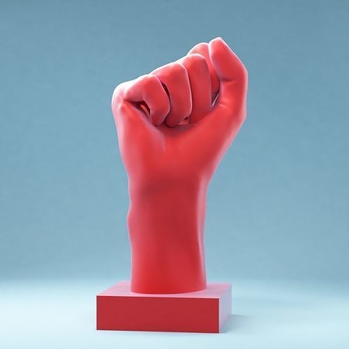 Hands 3 sculpture with fist raised 3D print model