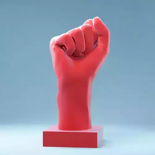 Hands 3 sculpture with fist raised 3D print model