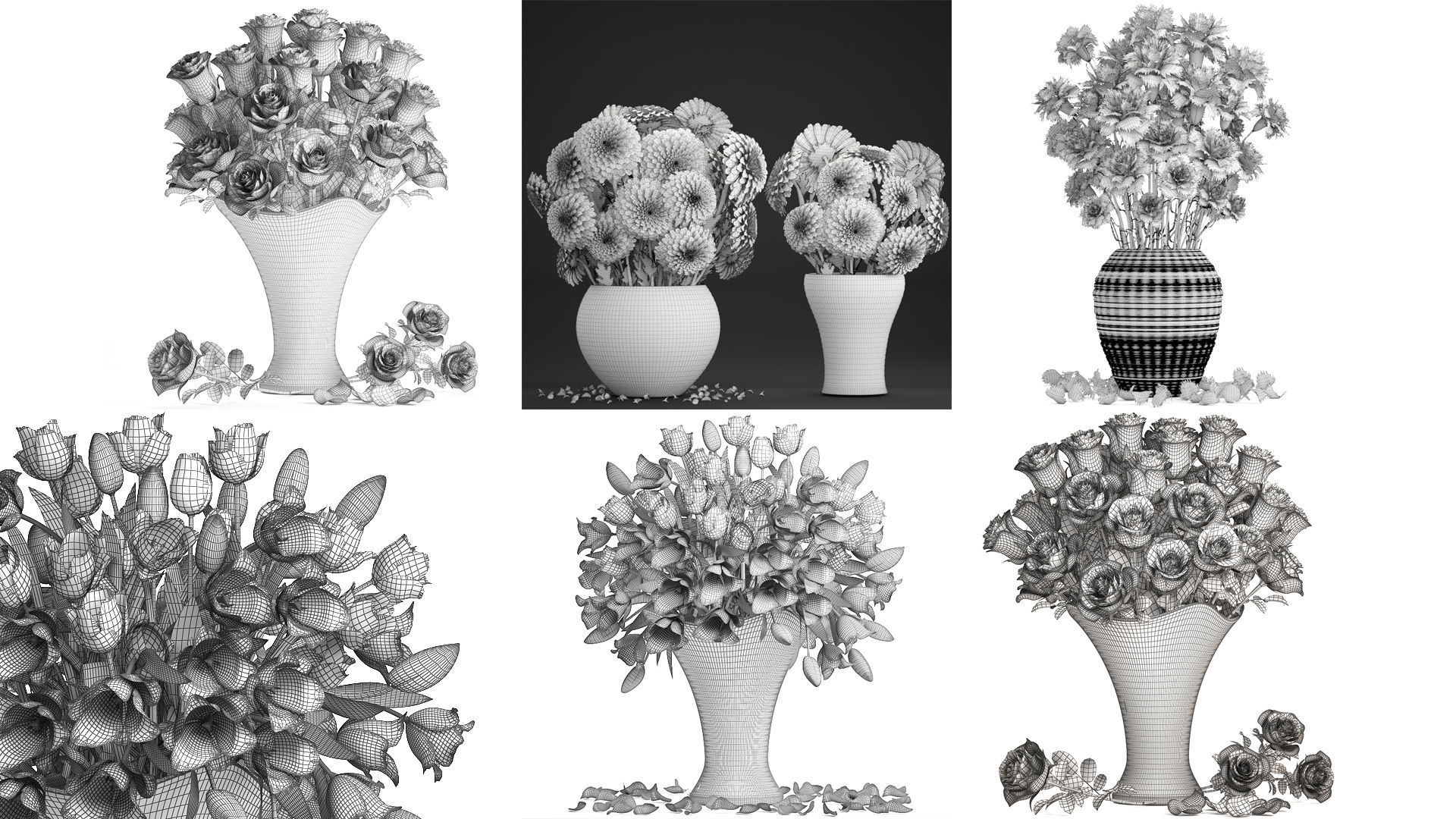 Collection of bouquets 30 pieces 3D model_31