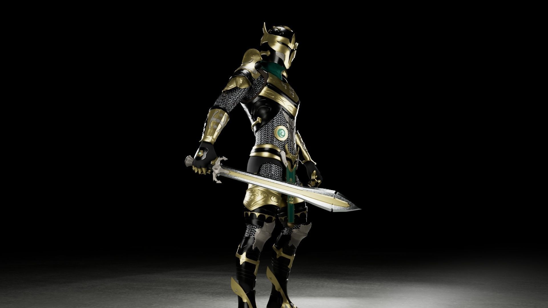 Warrior 3D model knight in armor Low-poly 3D model_4