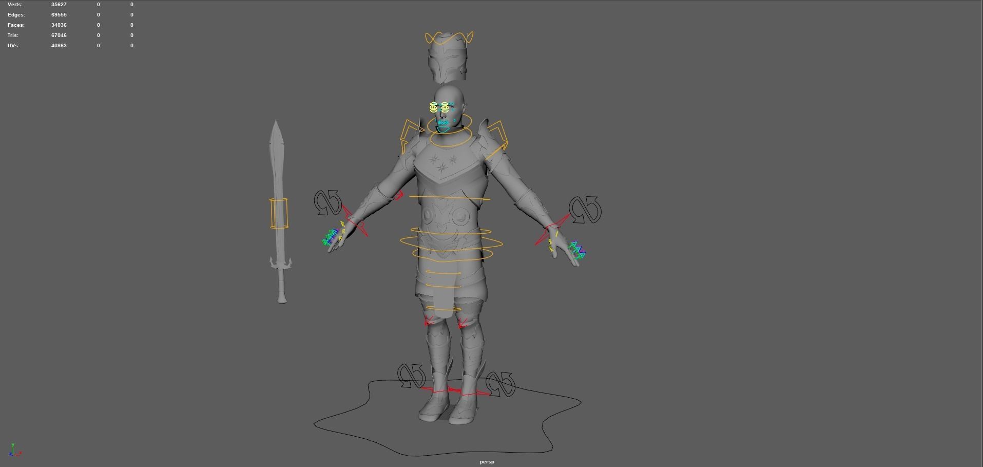Warrior 3D model knight in armor Low-poly 3D model_12