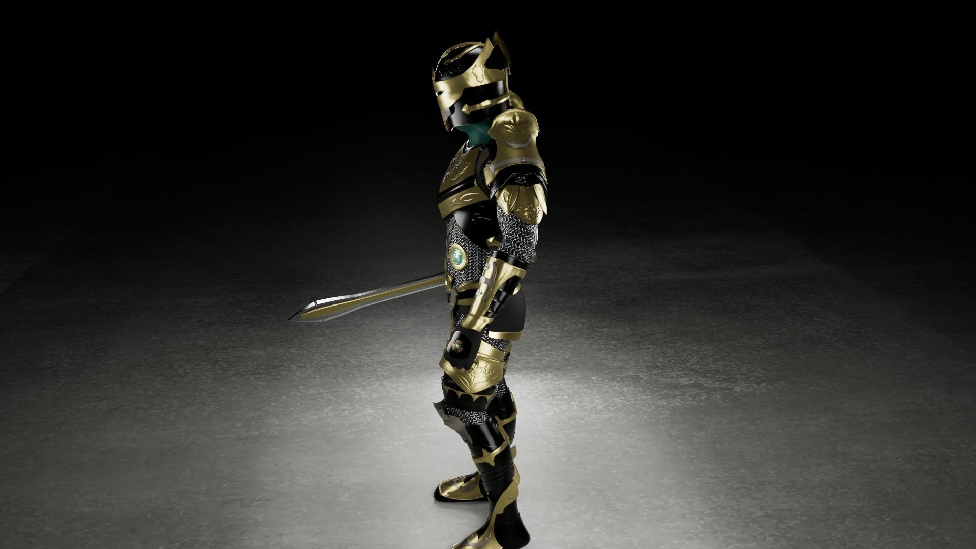 Warrior 3D model knight in armor Low-poly 3D model_2