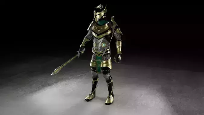 Warrior 3D model knight in armor