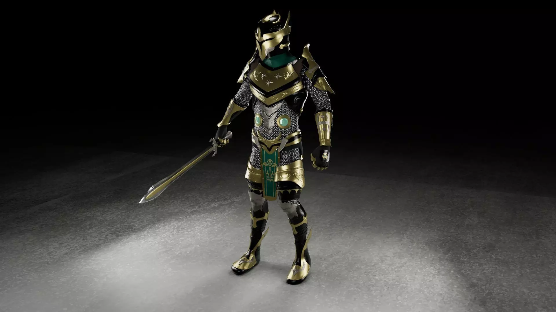 Warrior 3D model knight in armor Low-poly 3D model_0