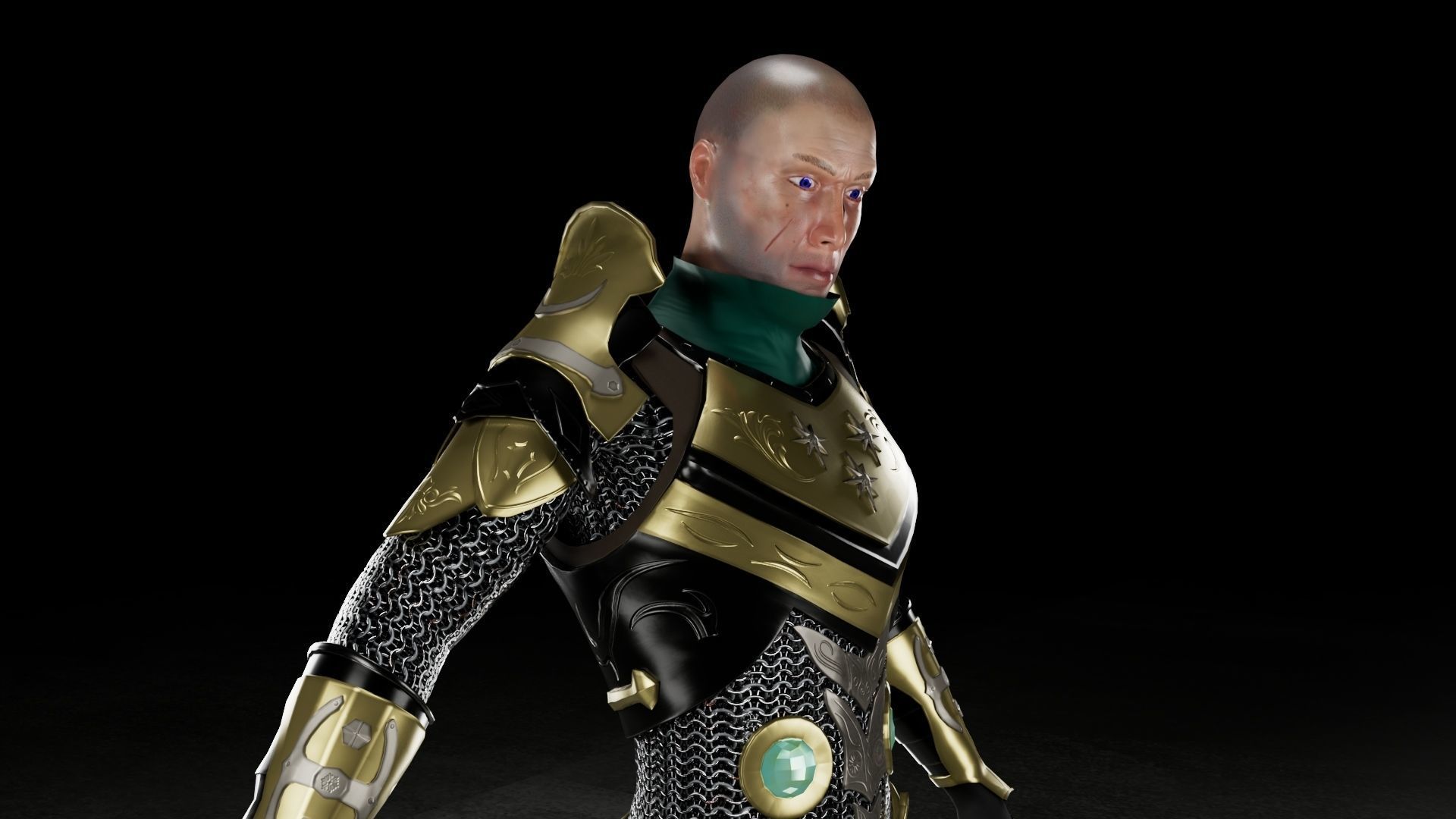 Warrior 3D model knight in armor Low-poly 3D model_6