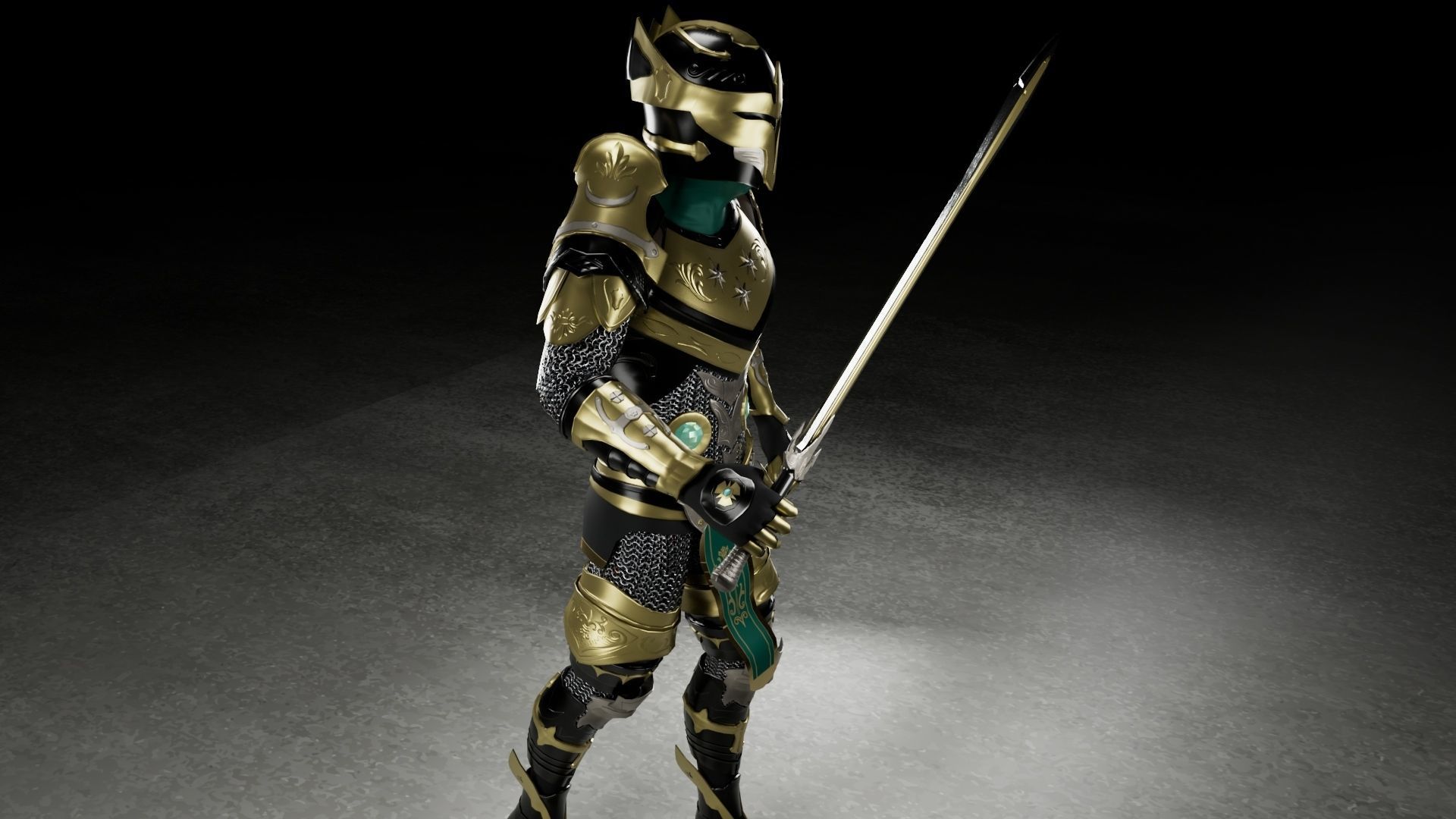 Warrior 3D model knight in armor Low-poly 3D model_8