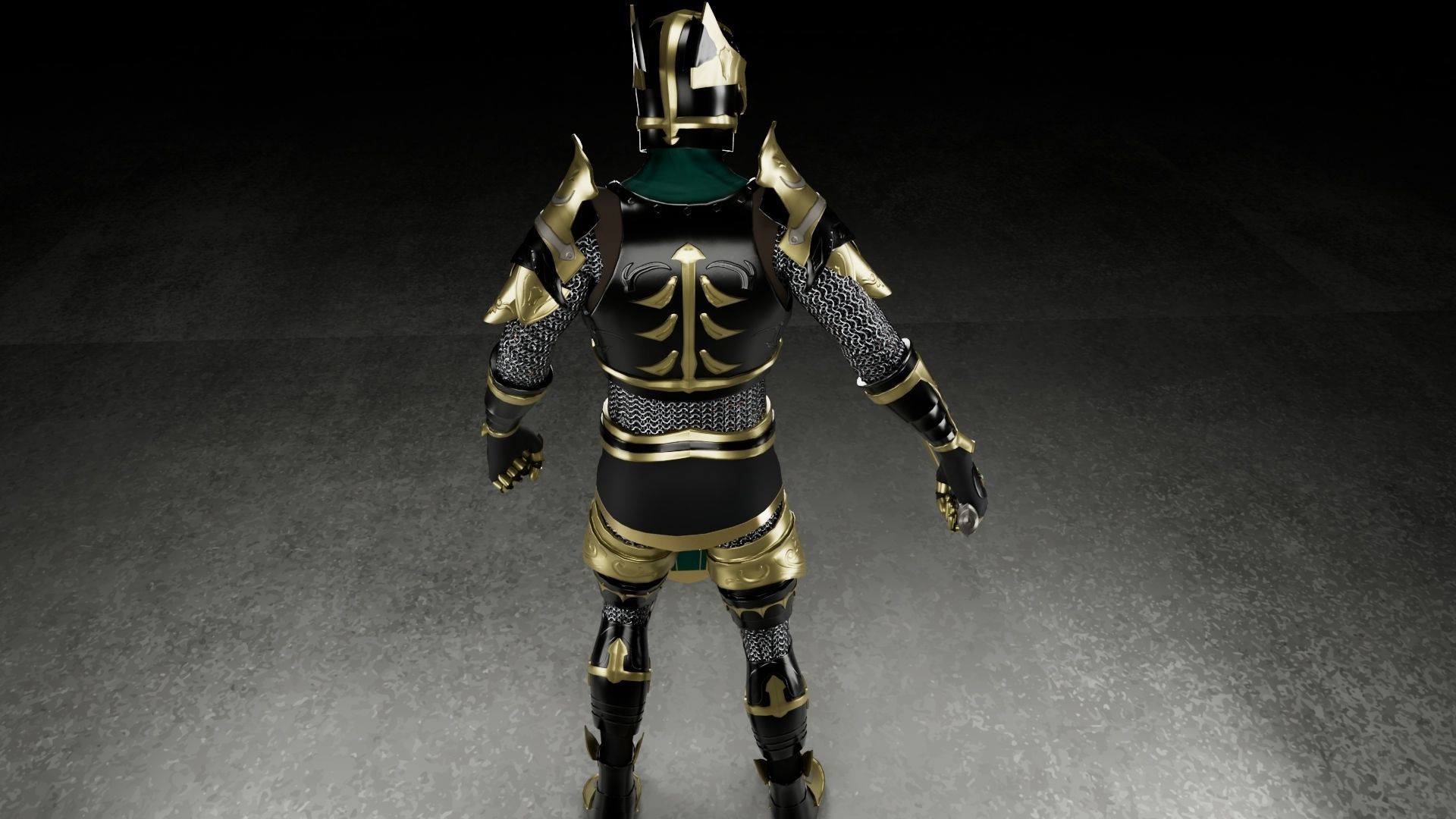 Warrior 3D model knight in armor Low-poly 3D model_3