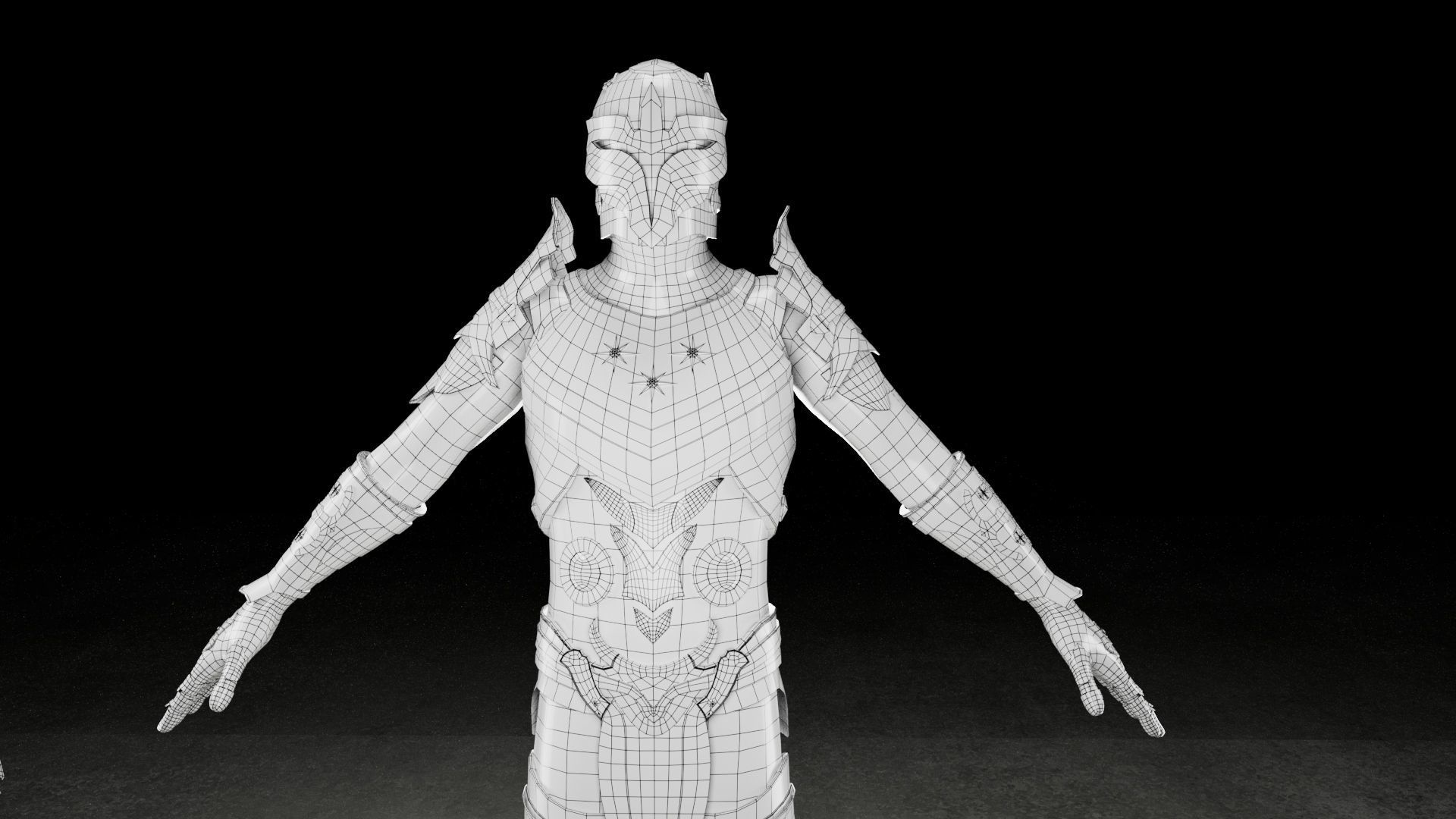 Warrior 3D model knight in armor Low-poly 3D model_9