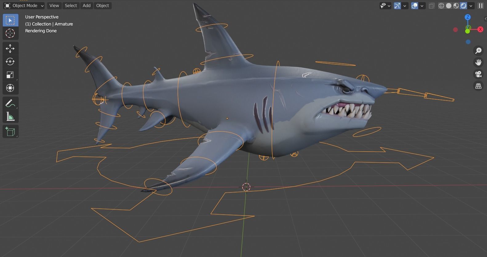 Stylized Shark rigged 3D model_10