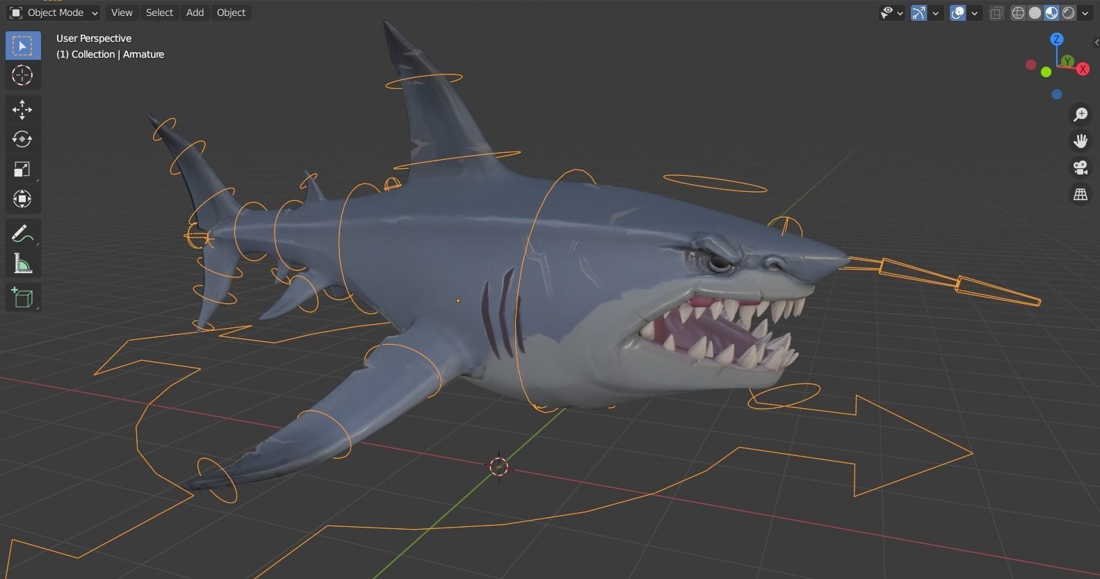 Stylized Shark rigged 3D model_8