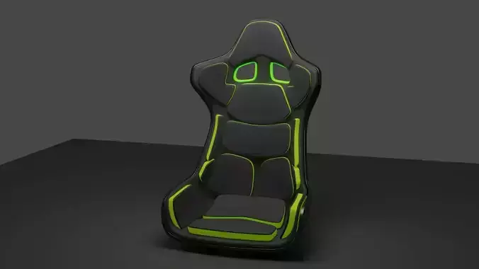 neon green sport bucket seat Low-poly 3D model