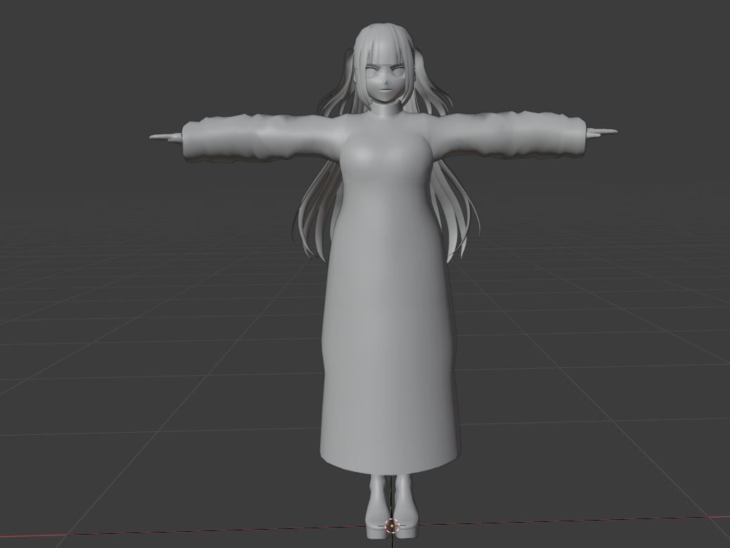 cute anime girl character c11 Low-poly 3D model_7