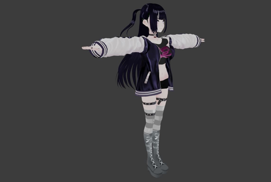 cute anime girl character c11 Low-poly 3D model_4