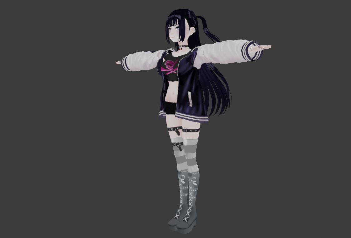 cute anime girl character c11 Low-poly 3D model_3