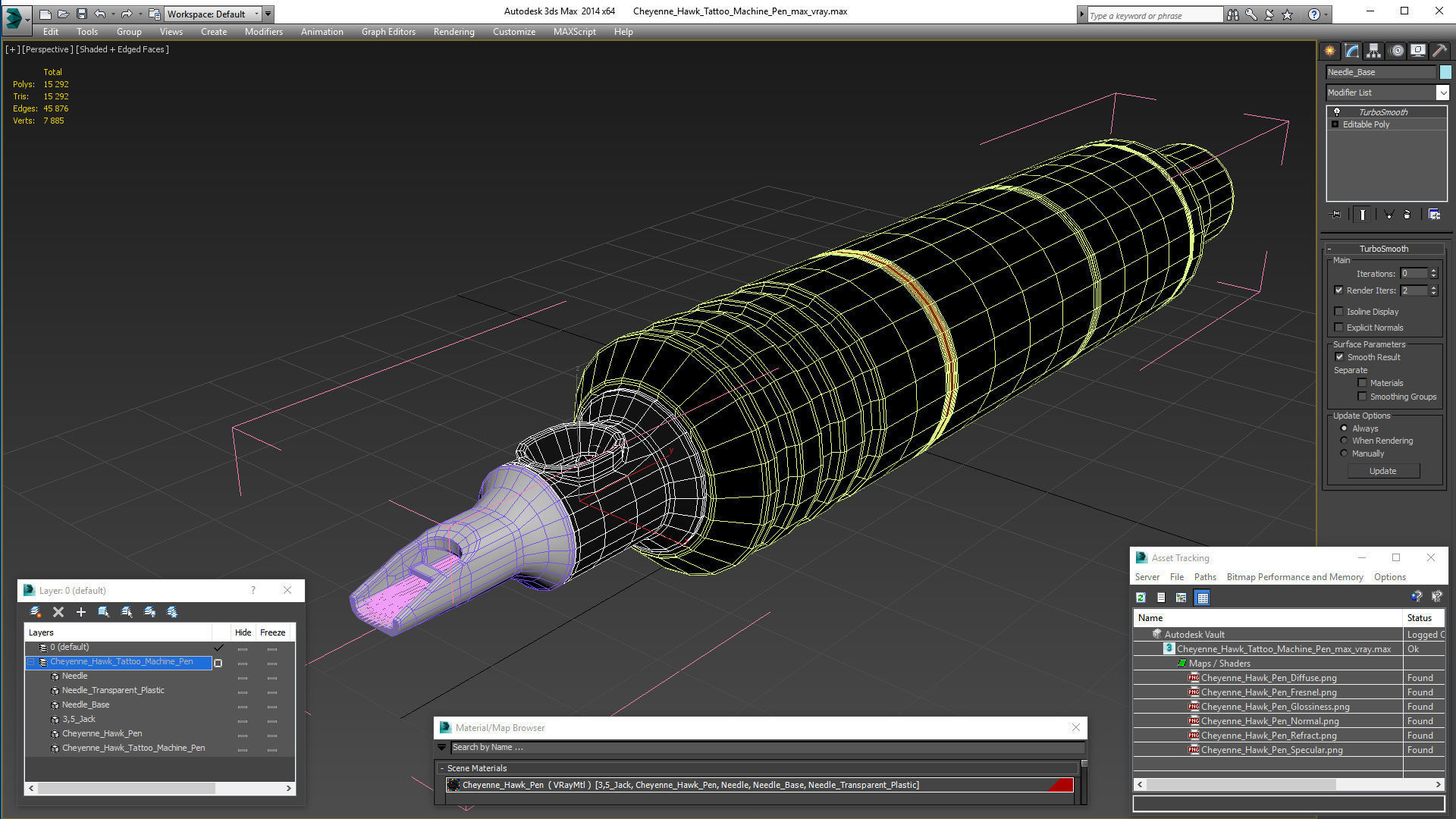 Cheyenne Hawk Tattoo Machine Pen 3D model_15