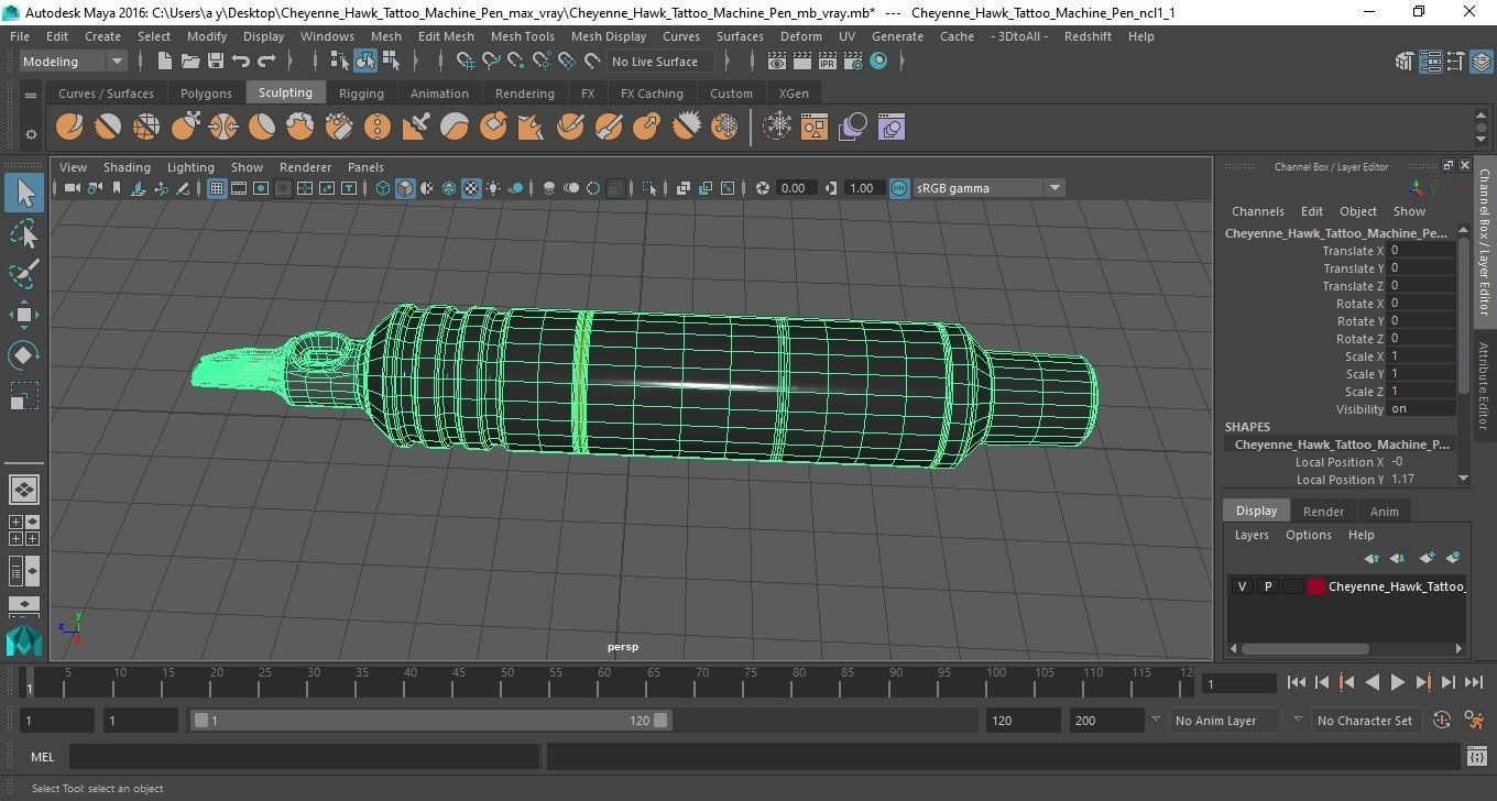 Cheyenne Hawk Tattoo Machine Pen 3D model_18