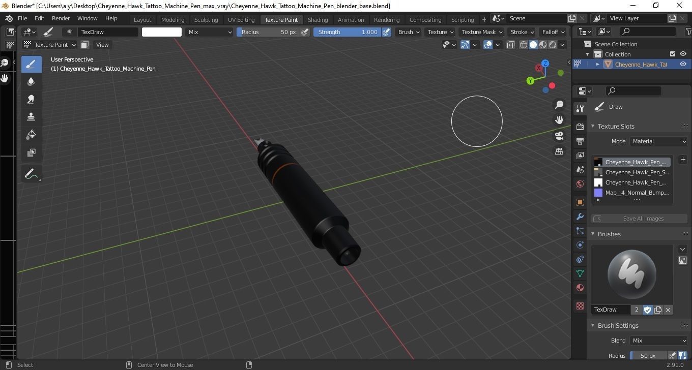 Cheyenne Hawk Tattoo Machine Pen 3D model_16
