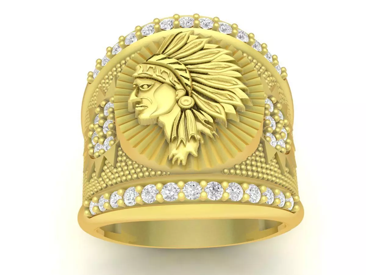 Native Chief Head Diamond Ring 2474 3D print model
